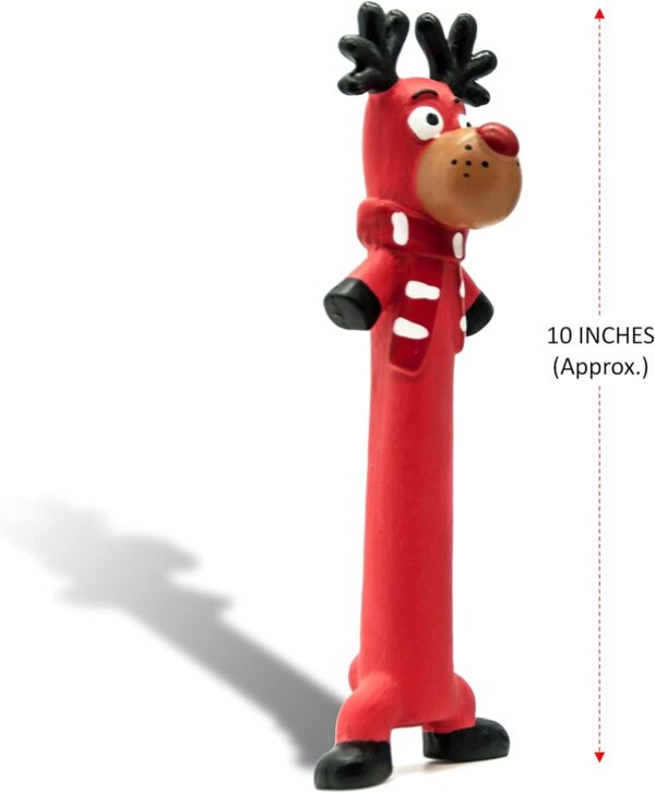 3 x 10 Long Squeaky Dog Toys LATEX Dog Chew Toys Standing Stick Dog Gifts Reindeer Rudolph Teething Puppy Toys Fetch Interactive Dog Toys for Boredom Dog Small Medium Pet Toys ((Pack of 3), Rudolph) - Image 6