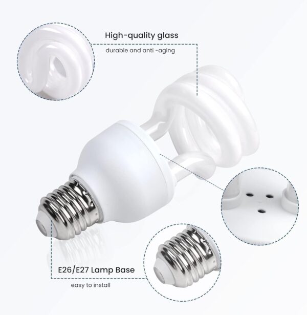 DoRight UVB Light Reptile Kit 10.0 13W, E27 Screw Base UVA UVB Bulb for Tortoise AC200-240V UVB Compact Fluorescent Lamp for Lizard Chameleon Leopard Gecko Vivarium Turtle Tank (1-Pack) - Image 7