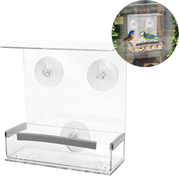 Birds Food Bowl Food Dispenser Seed Tray For Cage Canary Finches Parakeets Pet Bird Cage Food Feeder For Window - Image 2