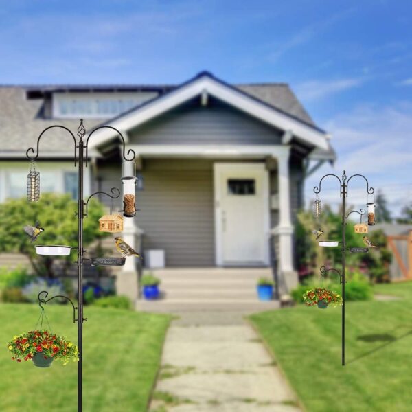 Deluxe Bird Feeding Station Kit Bird Feeder Pole Bird Feeder Hanging Kit Multi Feeder Hanging with Metal Suet Feeder Bird Bath Mesh Tray for Attracting Wild Birds and Planter Hanger (1 Pack) - Image 2