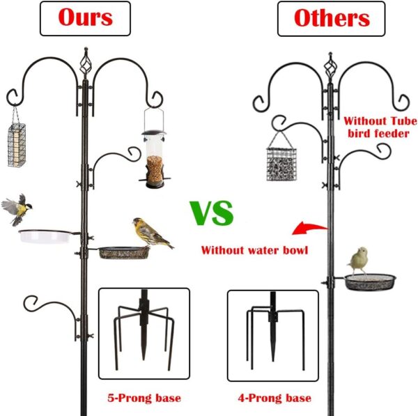 Deluxe Bird Feeding Station Kit Bird Feeder Pole Bird Feeder Hanging Kit Multi Feeder Hanging with Metal Suet Feeder Bird Bath Mesh Tray for Attracting Wild Birds and Planter Hanger (1 Pack) - Image 6