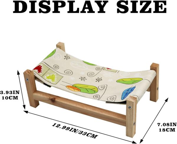 Dnoifne Reptile Hammock Swing Hanging Bed, Wooden Lizard Bed, Reptile Summer Bed for Bearded Dragon Leopard Gecko Lizard - Image 6