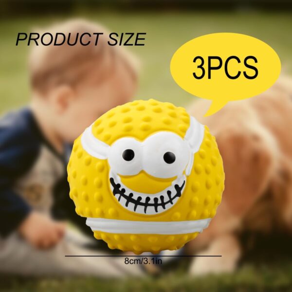 GLADFRESIT 3 Pcs Squeaky Dog Ball - Latex Rubber Dog Squeak Toys, Soft Bouncy Fetch Balls for Medium and Small Pets, Interactive Play and Puppy Chew Toy - Image 2