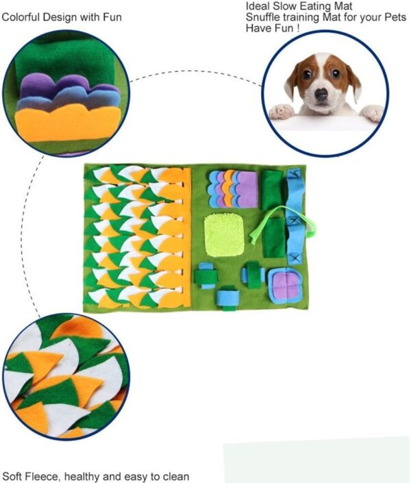 IFOYO Dog Feeding Mat, Dog Snuffle Mat Small Dog Training Pad Pet Nose Work Blanket Non Slip Pet Activity Mat for Foraging Skill, Stress Release Ideal for Dogs (S, Green, 17.7x19.7in / 45x50cm) - Image 3