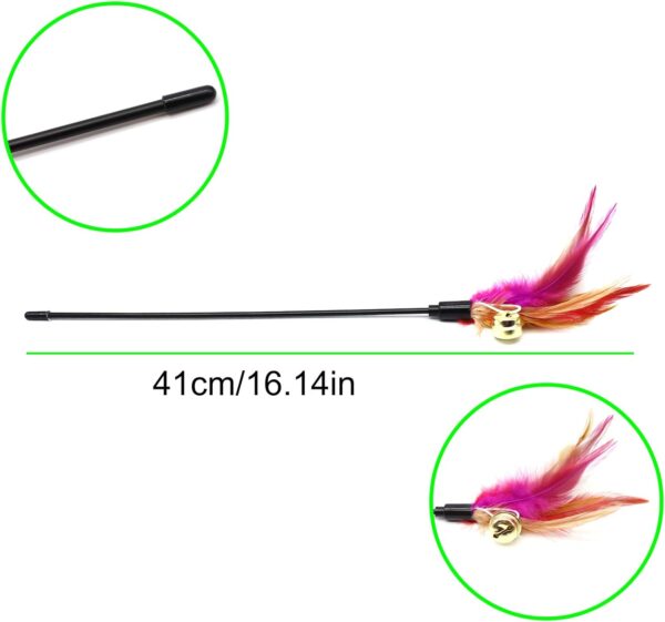 Besimple Set of 6 Feather Wands for Cats - Variable Colour - Coloured Feathers - for Cats and Kittens - Image 5