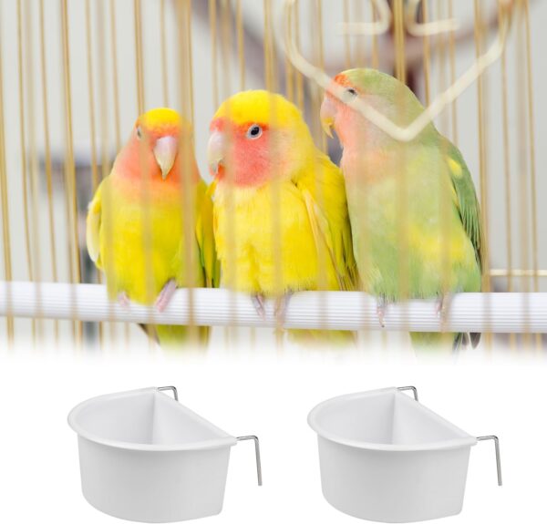 AOVNA Bird Feeding Dish D-shaped Plastic Bird Food Bowl with Hook Parrot Cage Feeder Water Bowl Bird Cage Feeder Cups (6) - Image 5
