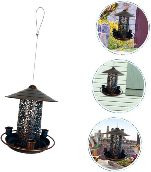 Yardwe Bird Feeder Bird Water Feeder Bird Food Holder for outside Bird Food Feeder Bird Accessory Parakeet Food Dispenser Pigeon Feeder Bird Cage Feeder Parakeet Water Dispenser Iron - Image 3