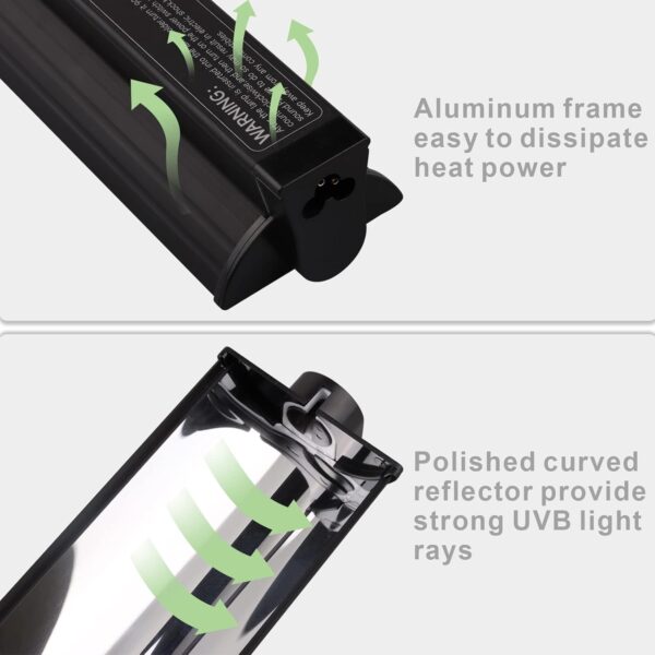 DERNORD T5 UVB Reptile Light - 10.0 24W T5 UVB Reptile Light Fixture UVB Strip Light High Output UVB for Bearded Dragon Tortoise 24 Inch - Image 5