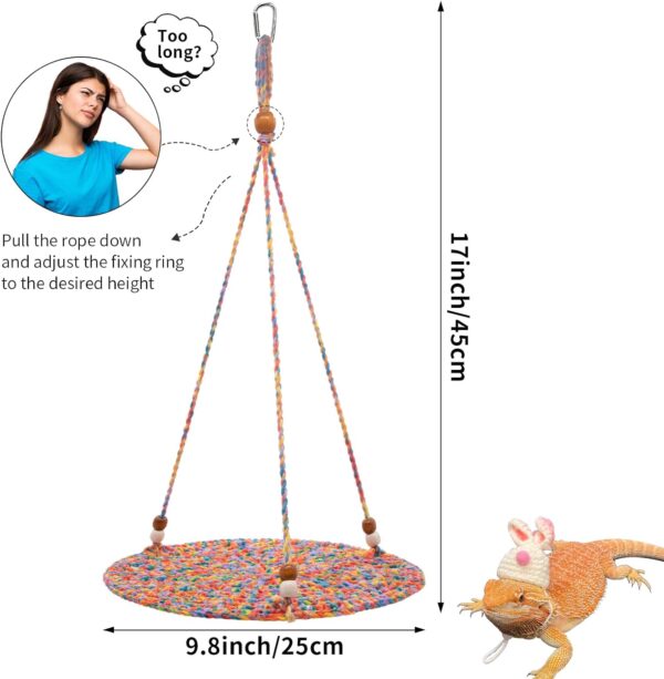 Tocwick Reptile Hammock Swing Hanging Bed, Cute Bearded Dragon Swing Toy, Cotton Lizard Summer Bed for Reptile, Cage Accessories for Leopard Gecko Small Animal - Image 2