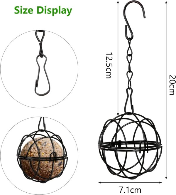 SUNYOK 4 Pcs Fat Ball Feeders Hanging Bird Feeder Metal Fat Ball Bird Holder with 4 S-shaped hooks for Outdoor Garden Wildlife Birds Finch Sparrow Robin - Image 7