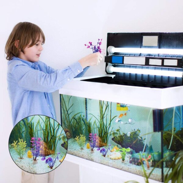 Huayue 15 x Aquarium Plants Decoration, Plastic Plants Aquarium Artificial Ornamental Plants for Aquatic Plants Plastic with Different Sizes Colours and Shapes - Image 7