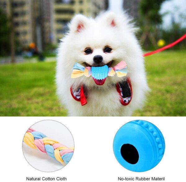JYPS Puppy Chew Toys, 4pcs Dog Teething Chewing Toy Set with Ball and Cotton Ropes, Aggressive Chew Toys, Interactive Pet Toys Gift Pink for 8 Weeks Small Puppies and Medium Dogs (Blue) - Image 2