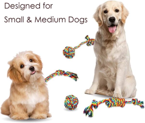 VIEWLON Dog Rope Toys, Dog Toy Set, Rope Ball, Cotton Knot, Chew Toy, Dog Interactive Toy, Beneficial to Dog's Mental Health, Teeth Cleaning,Best Gift for Small/Medium Dogs (4 Pcs) - Image 5