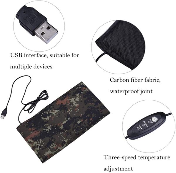 NEKOSUKI Reptile Heating Mat, 11x6 inch USB Waterproof Reptile Heat Pad Under Terrarium with 3 Levels Temperature Control, Japanese Carbon Fiber Heat Mat for Turtle, Tortoise, Snakes, Lizard, Gecko - Image 3