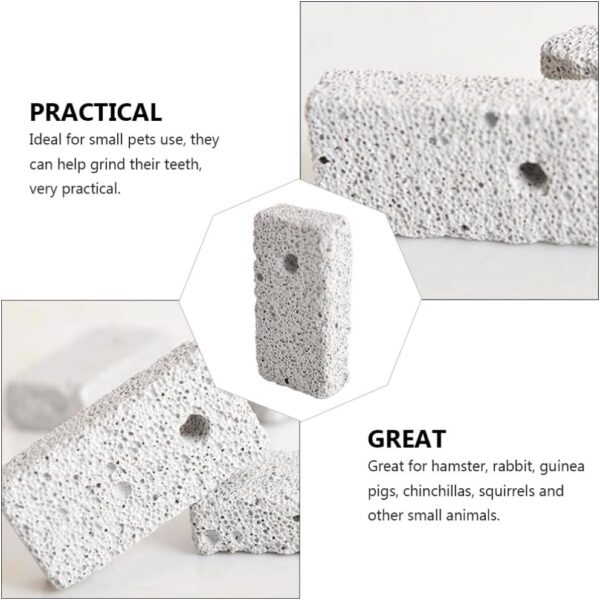 VILLCASE Hamster Teeth Grinding Stones, Natural Volcano Stones Rat Chew Toy, Small Animal Molar Stones Mineral Pumice Chewing Toys for Guinea Pig Rabbit Chinchilla Little Pet (Light Grey, 12 Pack) - Image 3