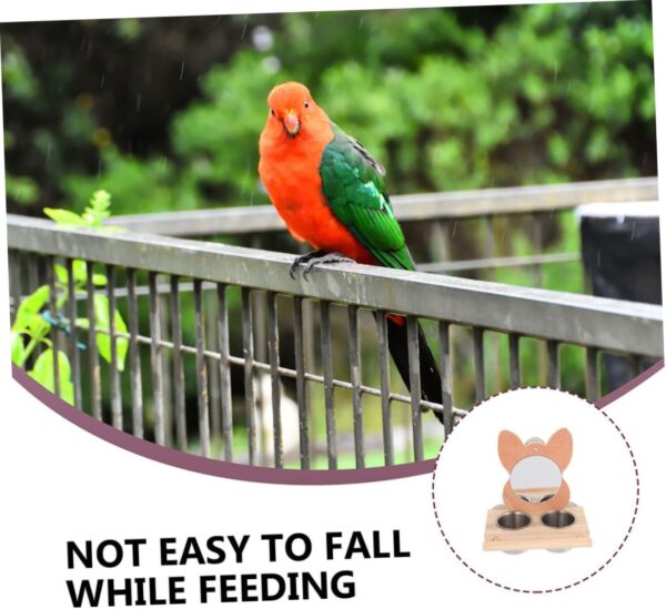 Yardwe Bird Food Cup with Mirror Parakeet Cage Bird Feeders Water Mug Container Bird Cage Food Bowl Bird Cage Feeder Parrot Water Cage Bowl Parrot Food Dispenser Bird Water Holder Wooden - Image 8