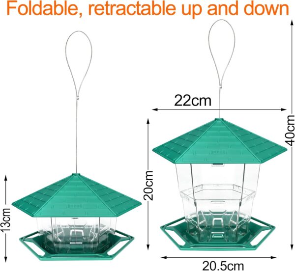 Bird Feeders for Outside Hanging Bird Feeder Adjustable Wild Bird Seed Feeder Large Capacity Hummingbird Feeder Squirrel Proof Bird Feeder Birds Food Container Waterproof Outdoor Garden Yard Decor - Image 2