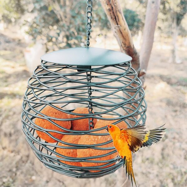 Birds Food Dispenser with Roof for Wild Garden Suet Basket Outdoor Hanging Dispenser for Wild Birds - Image 6