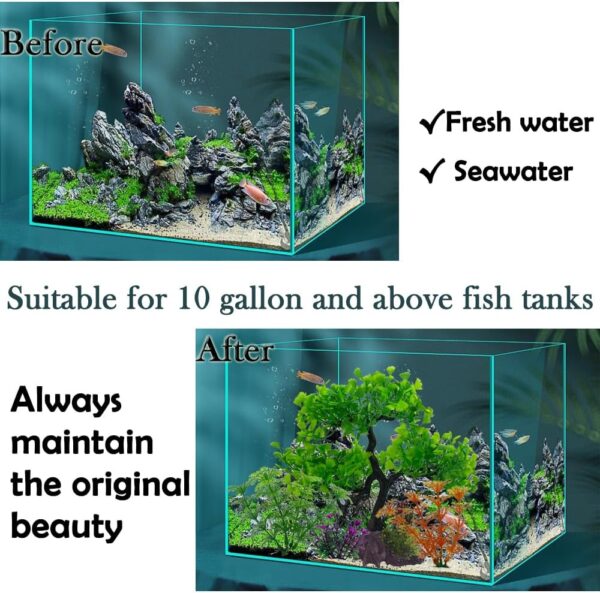 Vibury Artificial Aquarium Tree Plant Decoration Set, 16 Pieces Fake Aquatic Plants Artificial Fish Tank Plants - Image 6