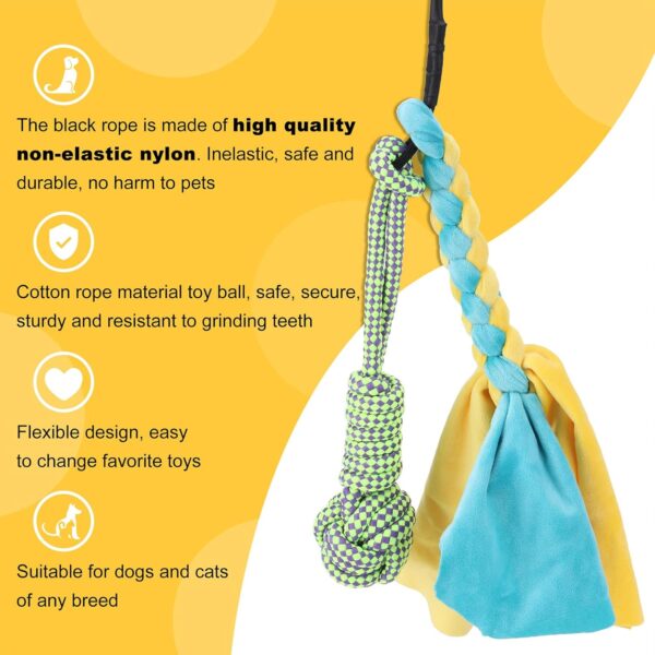 Flirt Pole Rope Dog Toy with Rope Ball and Chasing Tail Chewing Braided Cotton Rope Outdoor Interactive Tug Extendable Teaser Training Wand Pet Flirt Stick for Small Medium Large Dogs - Image 4