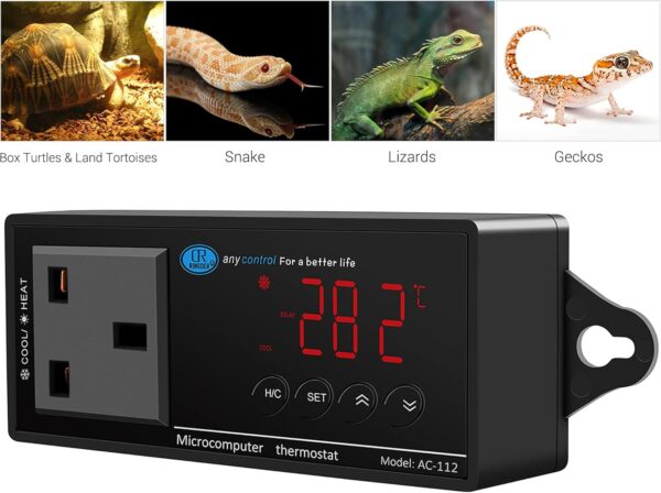 NICREW Digital LED Heating and Cooling Temperature Controller, Reptile Thermostat for Snake, Lizard, Tortoise, Vivarium and Other Reptiles, 1100W 220V - Image 5