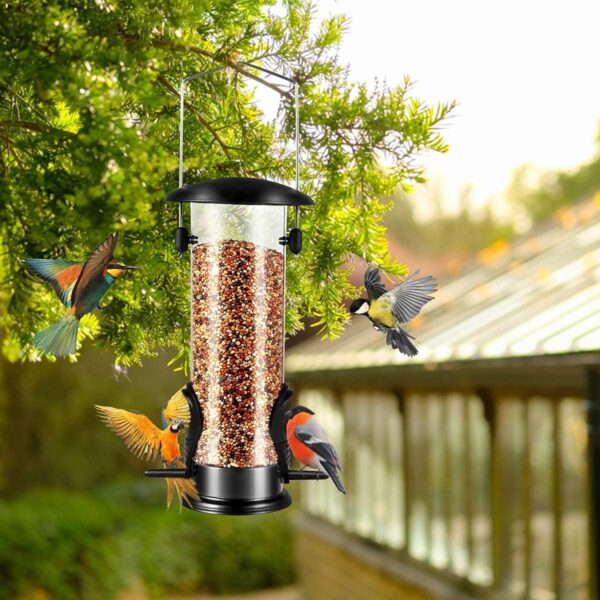 Bird Feeders Hanging,Wild Birds Feeders Mesh Feeding Stations with Steel Hooks Hangers, Metal Bird Feeder for Garden, Hanging bird feeder set + BONUS 3pcs Hooks and 2pcs Hanging Chain（Set of 8） - Image 6