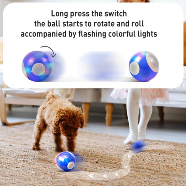 kykake Interactive Dog/Cats Ball Toys,Automatic Moving Rotating Dog Ball,Durable Motion Activated Automatic Rolling Ball Toys for Puppy/Small/Medium Dogs,USB Rechargeable - Image 5