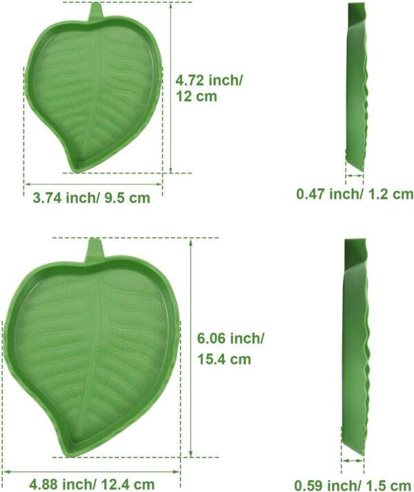 2 Pieces Leaf Reptile Food Water Bowl Plate Dish for Tortoise Corn Snake Crawl Pet Drinking and Eating, 2 Sizes - Image 4