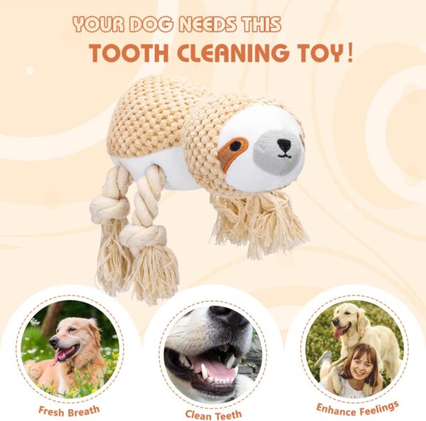 Nobleza Dog Squeaky Toys, Interactive Play Soft Plush Rope Toy, Cotton Material, Dog Toys For Small Medium Dogs, Teething Toys, Brown. - Image 4
