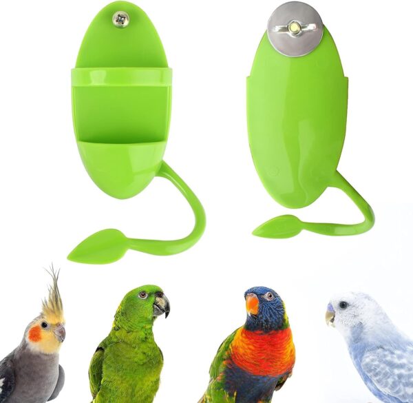TOTSUN Cuttlefish Holder, Green Bird Parrot Cuttlebone Holder with Feeding Racks, Parrot Food Container for Pet Bird Food Supplies (Pack of 2) - Image 6