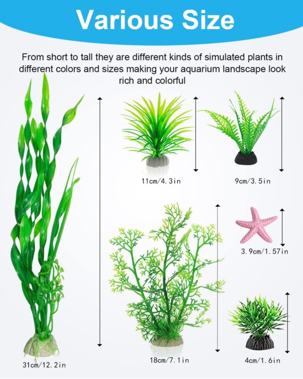 QZQ Artificial Aquarium Plants 16 Pack Fish Tank Decoration Plants with Ornament, Artificial Aquatic Plants Set Use for Fish Tanks Aquarium Decorations - Image 5