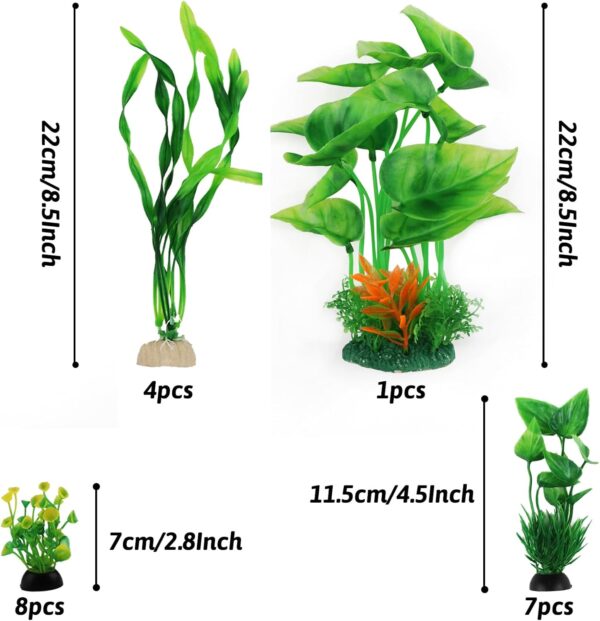 QUOZUO 20pcs Fish Tank Accessories Aquarium Decorations Green Plants, Green Fish Tank Decorations Plastic Plants, Fish Tank Decor, Small to Large - Image 2