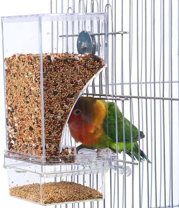 Uposao Automatic Bird Seed Feeder Plastic Splash Proof Bird Food Box Birdcage Window Feeder Pet Parrots Food Feeder for Budgerigar Canary Cockatiel Finch Parakeet - Image 6