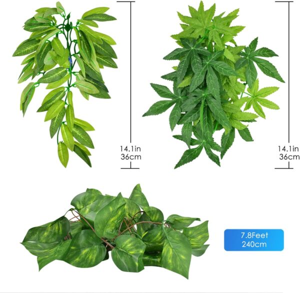 ERKOON Artificial Plastic Plant 3 Pieces Set Reptile Habitat and Aquarium Fish Terrarium Decor - Image 2