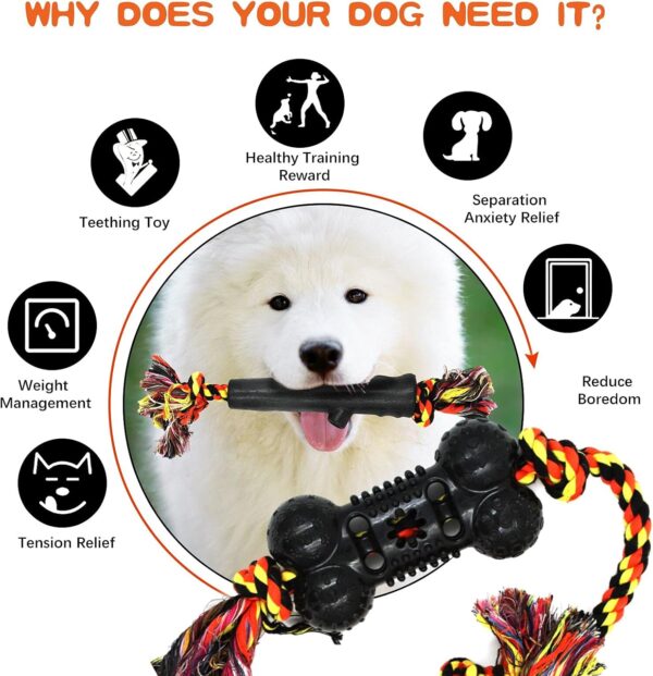 Yipetor Durable Dog Chew Toys, Rubber Bone Toy Set, Pet Cotton Knot Rope, Indestructible, Aggressive, Interactive Tug of War, Puppy Teething, Gift for Small/Medium Dogs (6 PACK) - Image 7