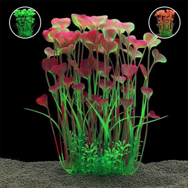 Large Aquarium Plants Artificial Plastic Fish Tank Plants Decoration Ornament Plastic Vivid Simulation Plant Creature Aquarium Landscape 40cm x 18cm - Purple - Image 6