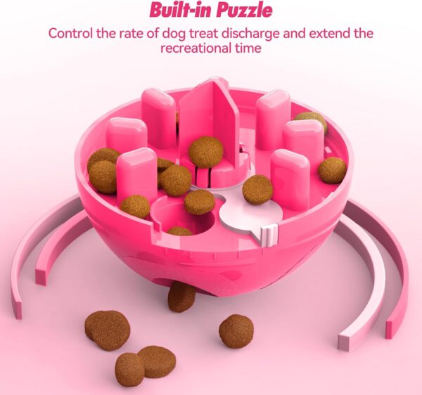 Zellar Treat Dispensing Dog Toy for Boredom, Interactive Treat Puzzle Dog Toy, Dog Treat Ball Dispenser Toy, Slow Feeder Dog Game Brain Stimulating Enrichment Toys for Small Medium Dogs & Cats (Pink) - Image 2