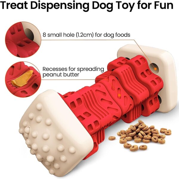 RUXAN Indestructible Dog Chew Toy for Aggressive Chewers, 3 in 1 Tough Dog Puzzle Toys with Beef Flavor, Interactive Treat Dispensing Dog Toys for Small/ Medium/ Large Boredom Dogs - Image 3