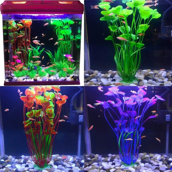 YuChiSX 19 Pieces Fish Tank Decorations Decor Set, Artificial Aquatic Plants, Plastic Plants Decorative Fish for Home Aquarium, Vivid Underwater Simulation Grass Landscape Ornament - Image 5
