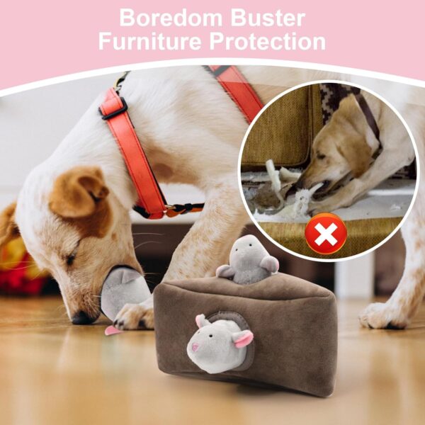 vocheer Squeaky Dog Toys, Durable Interactive Hide and Seek Plush Puzzle Dog Toys for Medium Small Dogs, Pets, Christmas Dog Toy, Mouse Dog Toys - Image 3