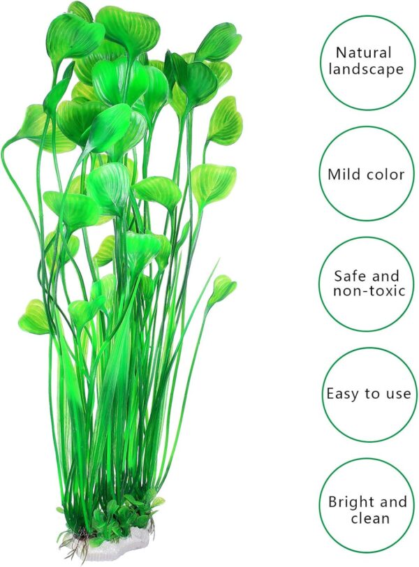 Yibaijia 2 Pcs Large Aquarium Aquatic Plants Decoration, Plastic Artificial Water Plants Ornaments, 15.7 inch Fish Tank Decorations - Safe for All Fish Deco. - Image 3