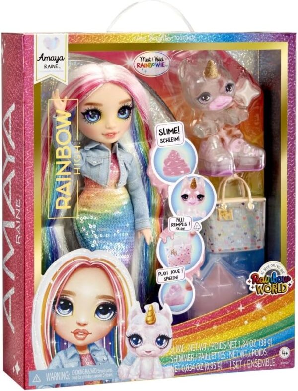 Rainbow High Fashion Doll with Slime & Pet - Amaya (Rainbow) - 28 cm Shimmer Doll with Sparkle Slime, Magical Pet and Fashion Accessories - Kids Toy - Great for Ages 4-12 Years - Image 3