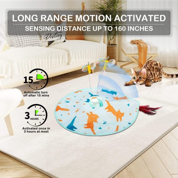 Valonii 2-in-1 Rechargeable Motion Activated Interactive Cat Toys for Indoor Cats, Long Lifetime Motor Cat Chasing Toy for Exercise/Moving Butterfly/Feather Wand Kitten Toys - Image 3