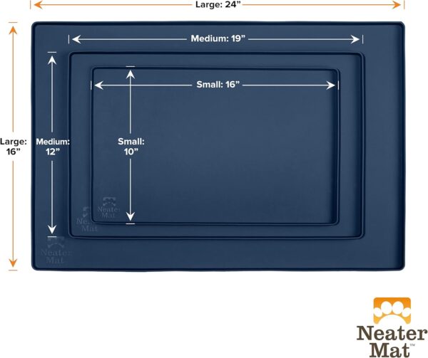 Neater Pet Brands Neater Mat - Waterproof Silicone Pet Bowls Mat - Protect Floors from Food & Water (24" x 16" Silicone, Dark Blue) - Image 9