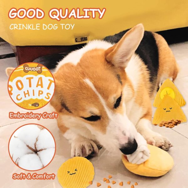 CUUOOT Dog Snuffle Toys Crinkly Squeaky Dog Toys Interactive Plush Dog Treat Puzzle and Enrichment Dog Toys for Small Medium and Large Dogs (UK-Potato-chips-01) - Image 6