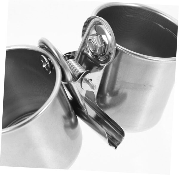Happyyami 2pcs Stainless Steel Bird Bowl Cockatiel Pet Parrot Feeding Cups Hanging Bird Dish Bird Feeding Tray Parrot Food Bowls Bird Food Cup Parrot Feeding Bowls Cage Food Feeder Feeders - Image 4