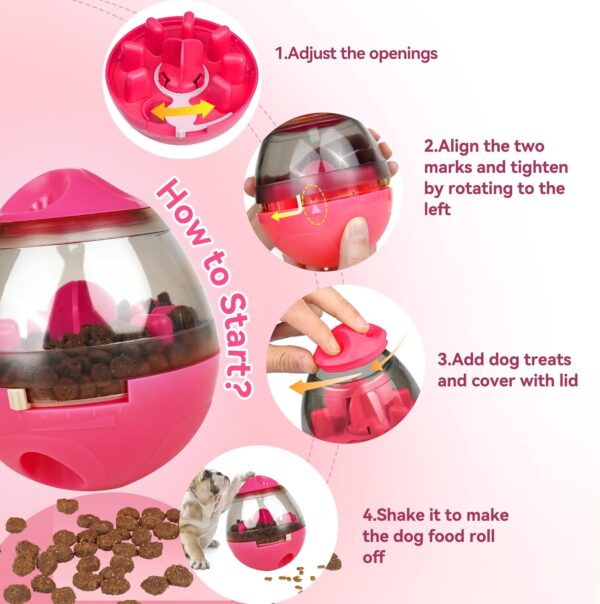 Zellar Treat Dispensing Dog Toy for Boredom, Interactive Treat Puzzle Dog Toy, Dog Treat Ball Dispenser Toy, Slow Feeder Dog Game Brain Stimulating Enrichment Toys for Small Medium Dogs & Cats (Pink) - Image 5