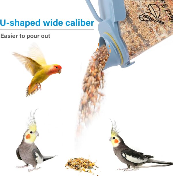 Ctomche Pet Food Storage Container,Bird Food Storage Container with Measuring Cup and Pour Spout,Airtight Bird Seed Storage BPA Free Plastic Transparent Leakproof Seed Storage Container,2.8L,Blue - Image 3