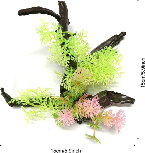 QUOZUO 21 pcs Fish Tank Decorations Plants with Artificial Tree Trunk view and starfish, Aquarium Plants Colorful Artificial Resin Reef Resin Fish Tank Ornament - Image 4