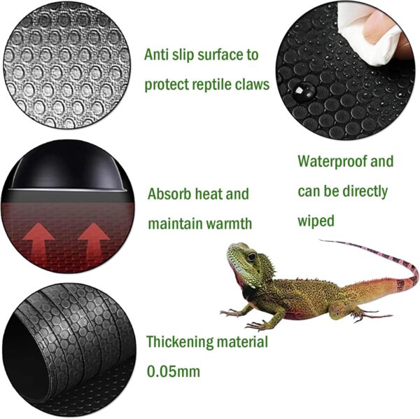 NEKOSUKI Reptile Substrate Liner Terrarium Carpet, Bearded Dragon Tank Accessories, Non-Adhesive Reptile Carpet Reptile Flooring Mat Bedding for Leopard Gecko (17.7x39.4 inch, Black) - Image 7
